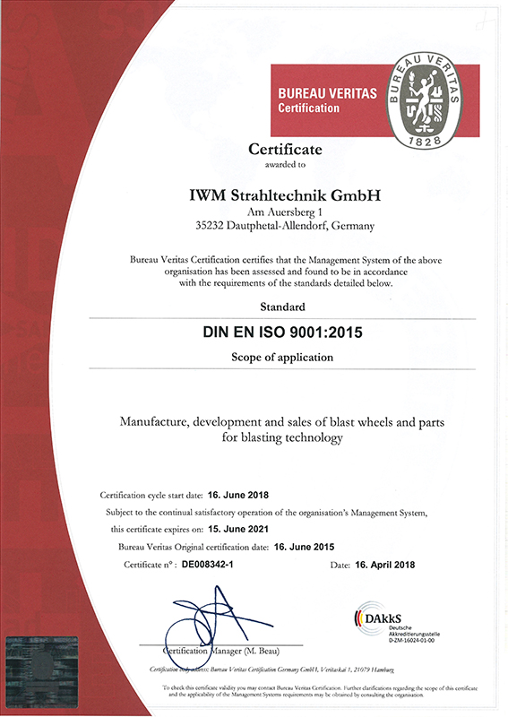 IWM NORD Certificate ISO9001 2015 RA2018 EN
